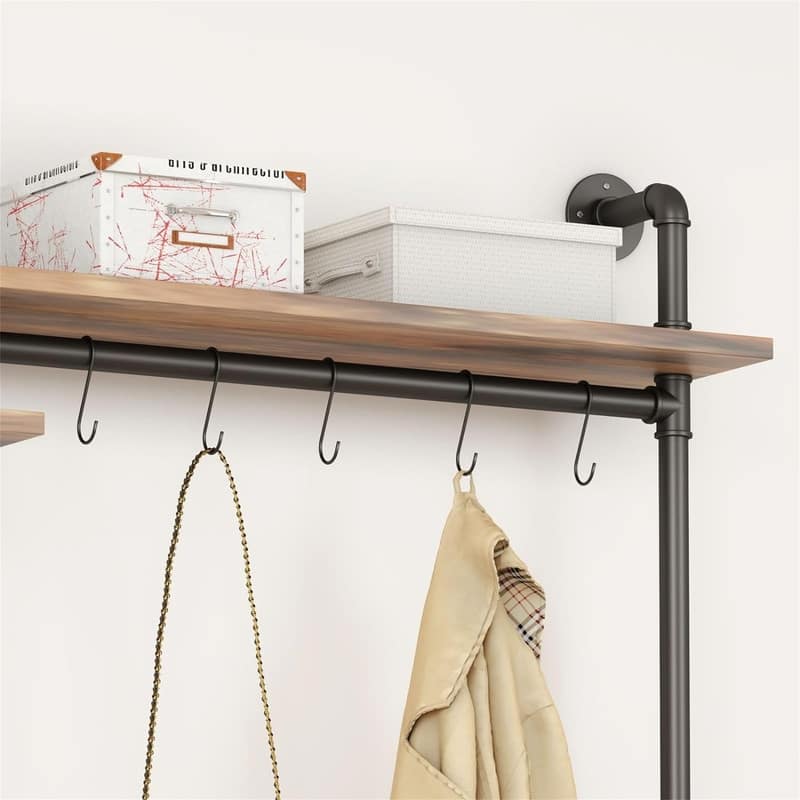 Wall Mounted Pipes Clothes Racks - 7.9"D x 78.7"W x 58.7"H
