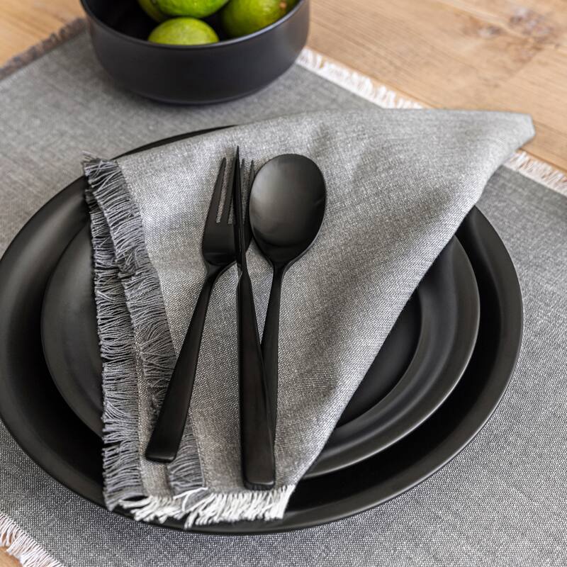 over&back Woven Frayed Chambray Cotton Cloth Napkins - Machine Washable - Set of 4
