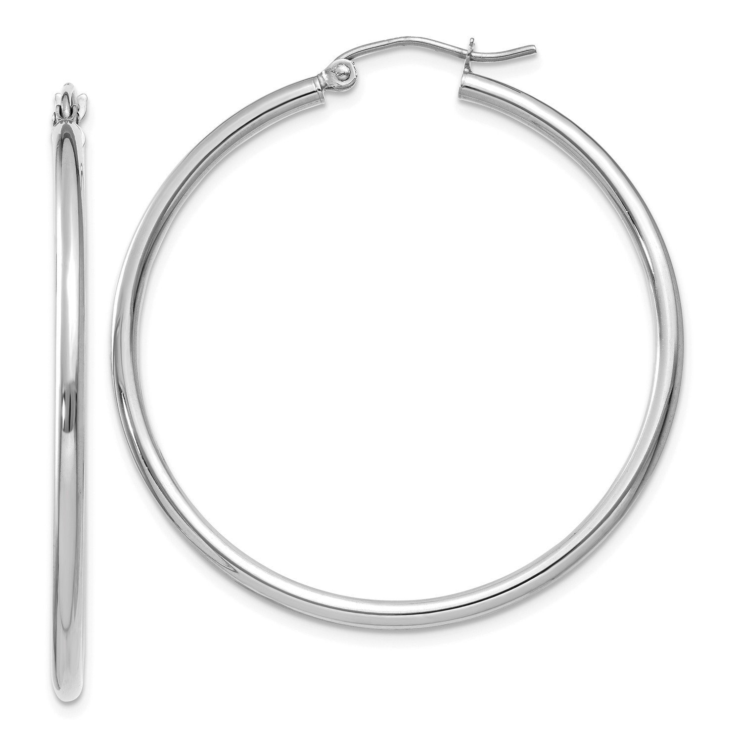 Mcs Jewelry Inc 14 Karat White Gold Clic Round Hoop Earrings 40mm Mcs Jewelry Inc 14 Karat White Gold Clic Round Hoop Earrings 40mm