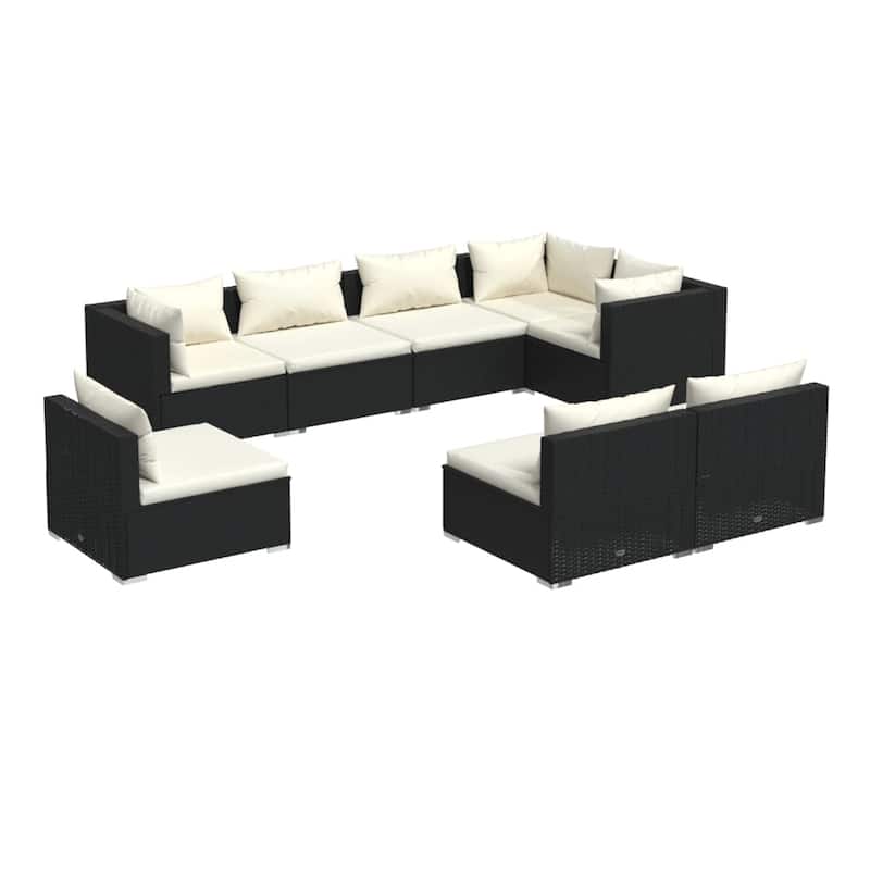 vidaXL Patio Lounge Set Outdoor Sectional Sofa Set Table Garden Poly Rattan - 27.6" x 27.6" x 23.8"