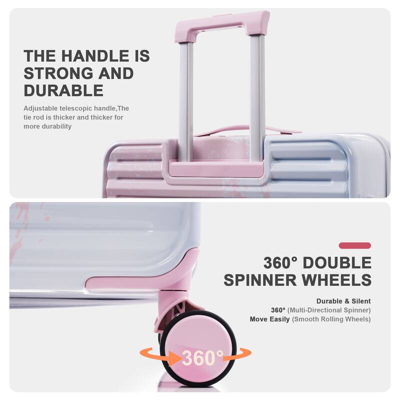 3 Piece Luggage Sets Expandable Suitcases with Front Pocket, TSA Lock USB Interface and Universal Wheel & Cup Holder