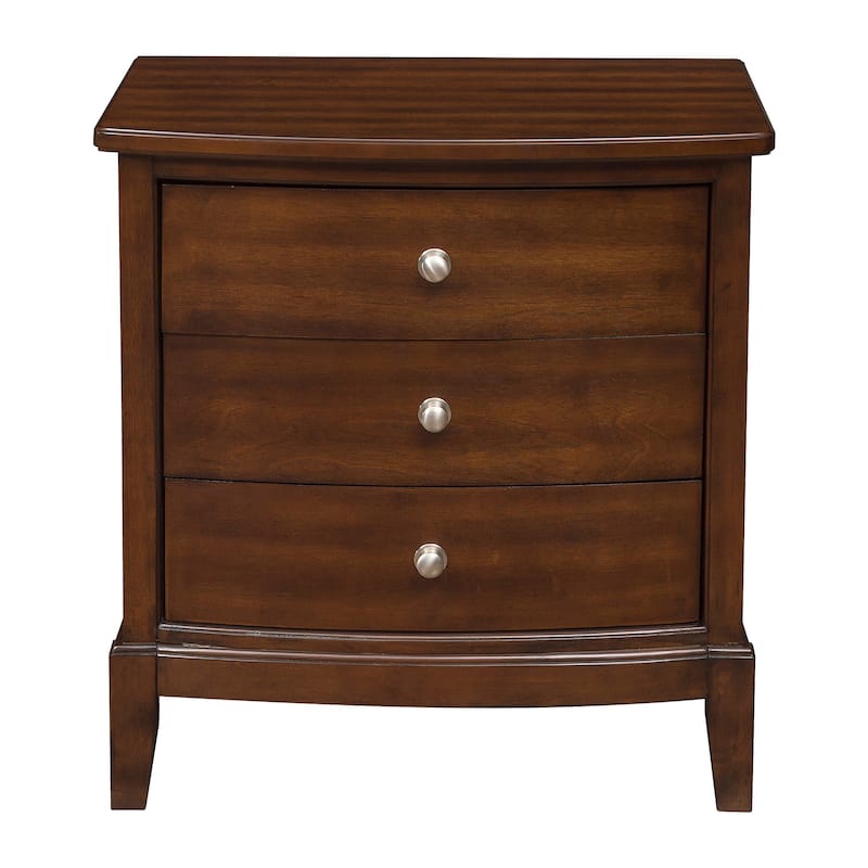 Nightstand Birch Veneer Nickel Hardware Bed Side Table
