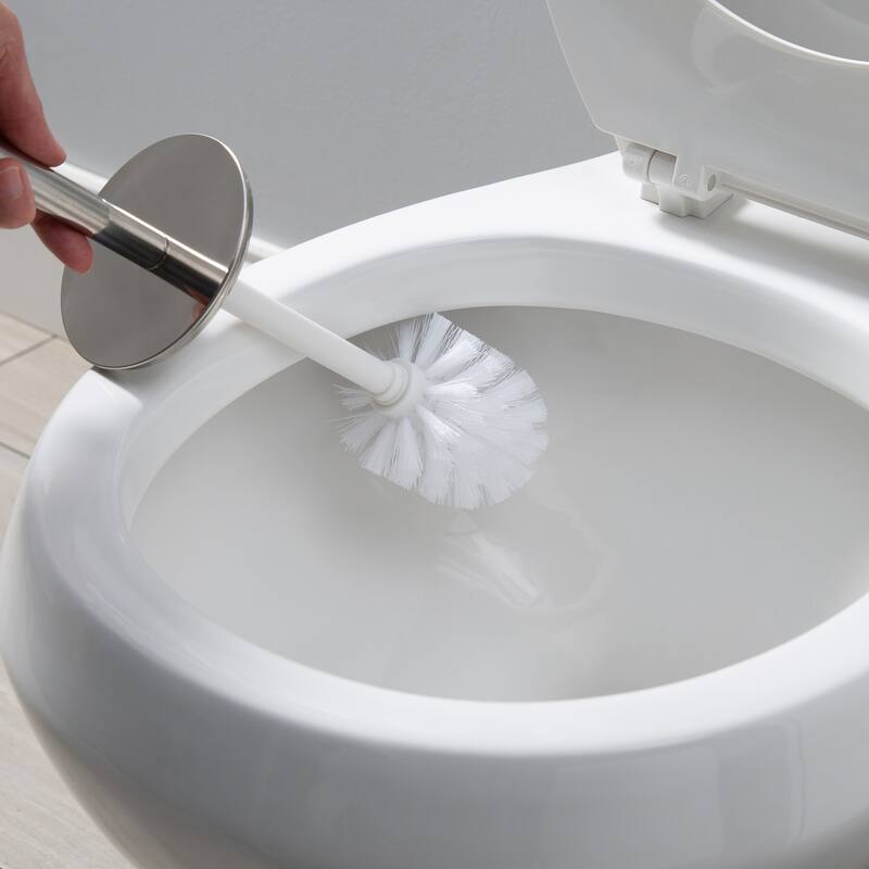 Bath Bliss Stainless Steel Toilet Brush and Holder in Two Tone - 3.94" x 3.94" x 14.17"