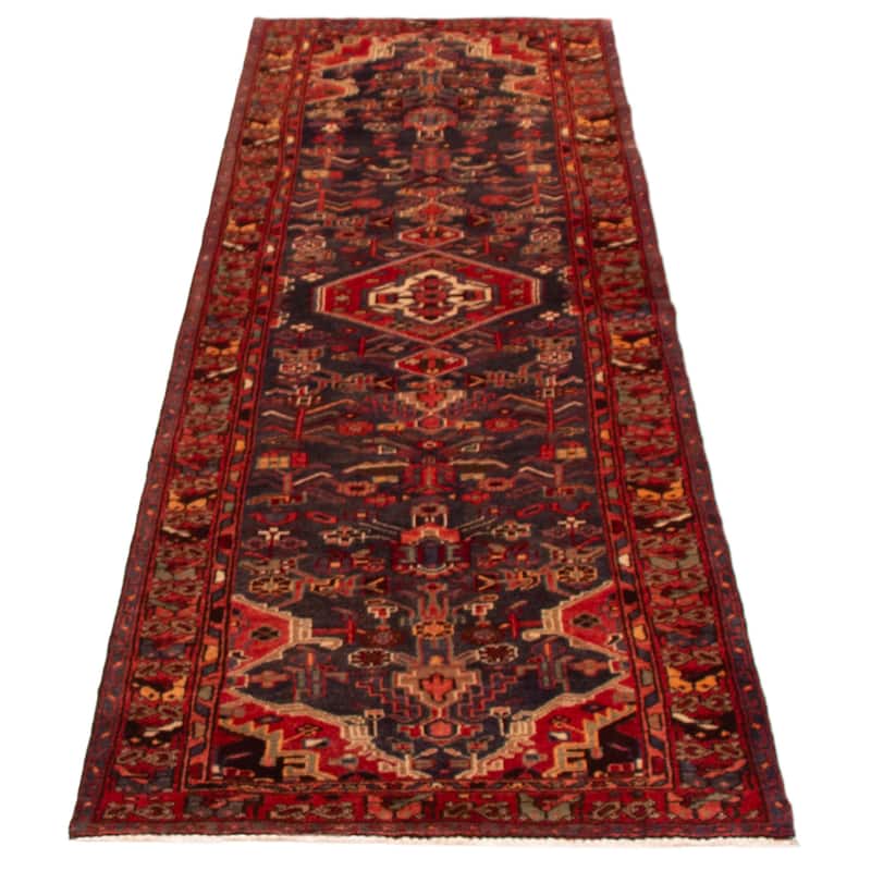 ECARPETGALLERY Hand-knotted Andelz Dark Navy Wool Rug - 3'4 x 9'10