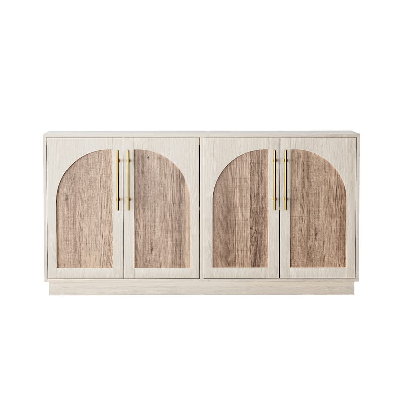 Double Layered 4 Door Cabinet Modern Arched Design Storage Cabinet