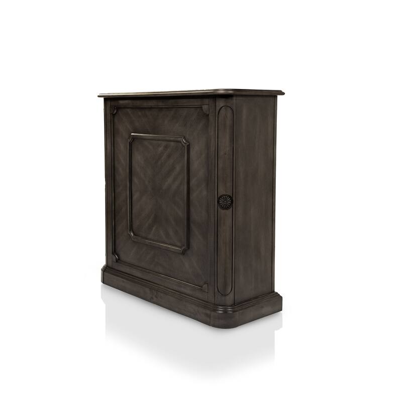 Groenlo Transitional Grey Solid Wood Multi-Storage Standing Bar with Molded Details by Copper Grove