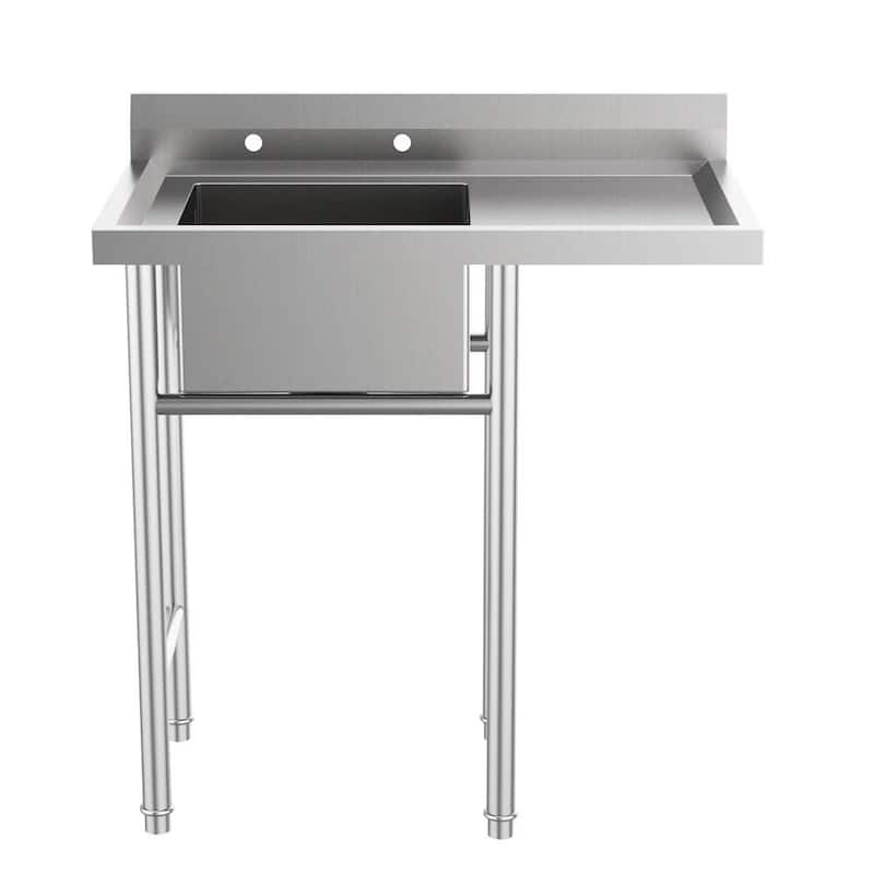 37 in Stainless Steel One Compartment Commercial Utility Sink - N/A