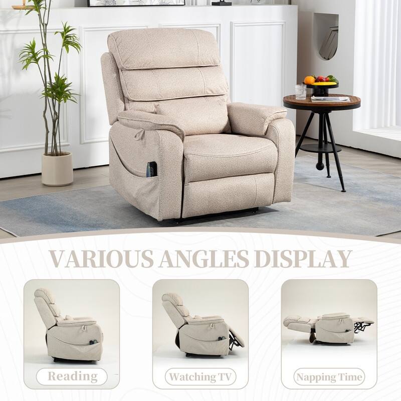 Deluxe Version Dual Motors Power Lift Recliner,Lay Flat 74.8 " Length,100% Polyester,Message/Heat,Eazy Assemble
