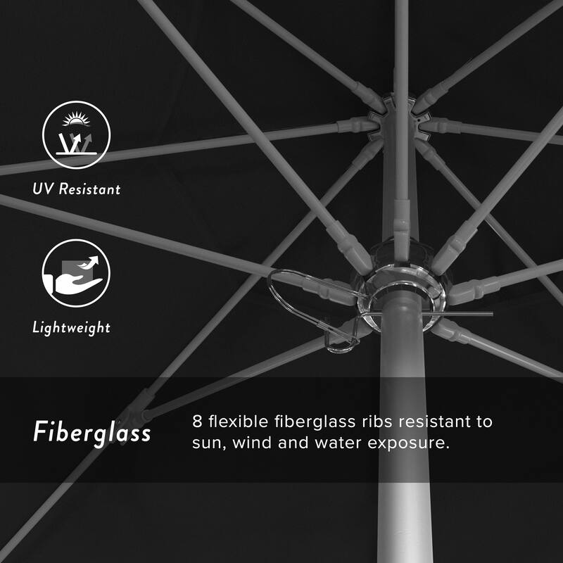 California Umbrella 7.5' Rd. Aluminum Frame, Fiberglass Rib Market Umbrella, Push Open,Anodized Silver Finish, Pacifica Fabric