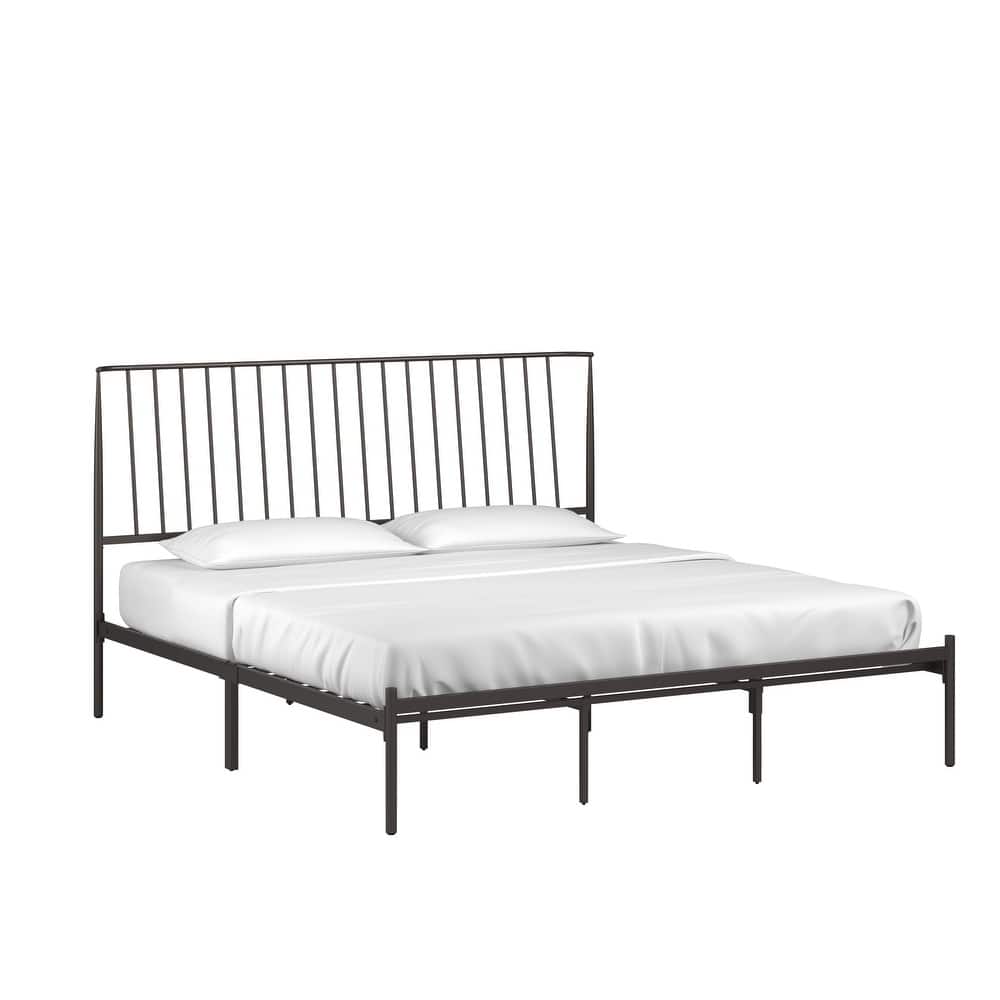 Bliss Metal Platform Bed with Curved Metal Headboard by iQ Modern