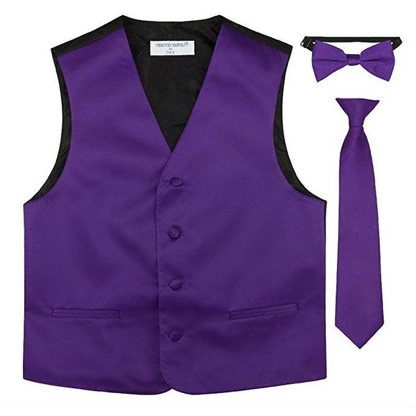 Little Boys Purple Vest Bow-tie Tie Special Occasion 3 Pcs Set