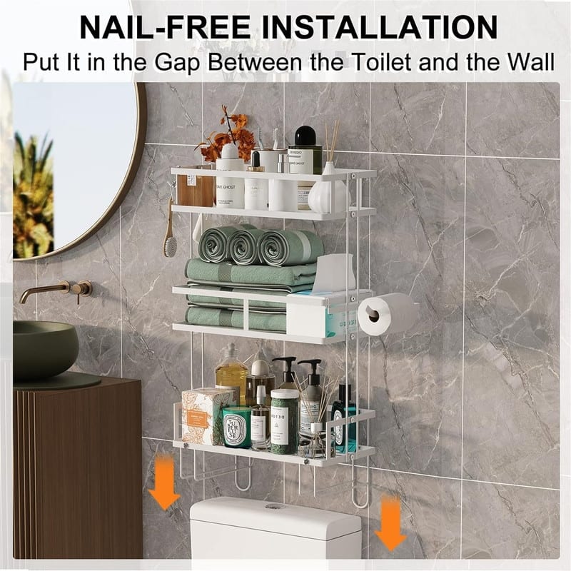 Over Toilet Bathroom Organizer - 6"D x 12.6"W x 21"H