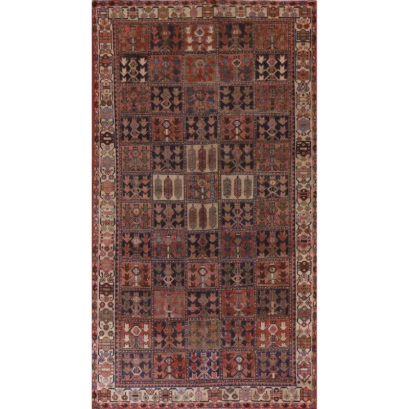 Garden Design Bakhtiari Persian Antique Rug Hand-knotted Wool Carpet - 4'8"x 9'4"