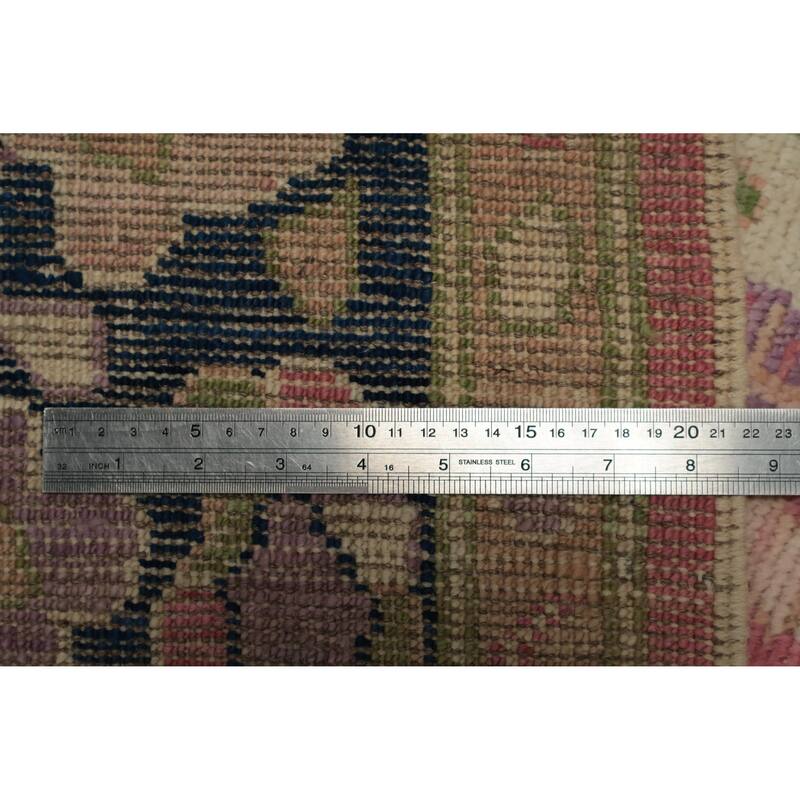Hand Knotted Oriental 100% Wool Carpet Transitional Medallion Pink Oushak Area Rug - 6' 7'' X 5' 2''