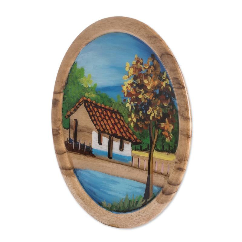 Novica Handmade Landscape Of My Land Wood Decorative Plate