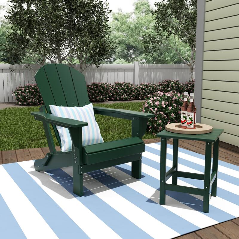 POLYTRENDS Laguna All Weather Poly Outdoor Patio Adirondack Chair - with Round Side Table (2-Piece)