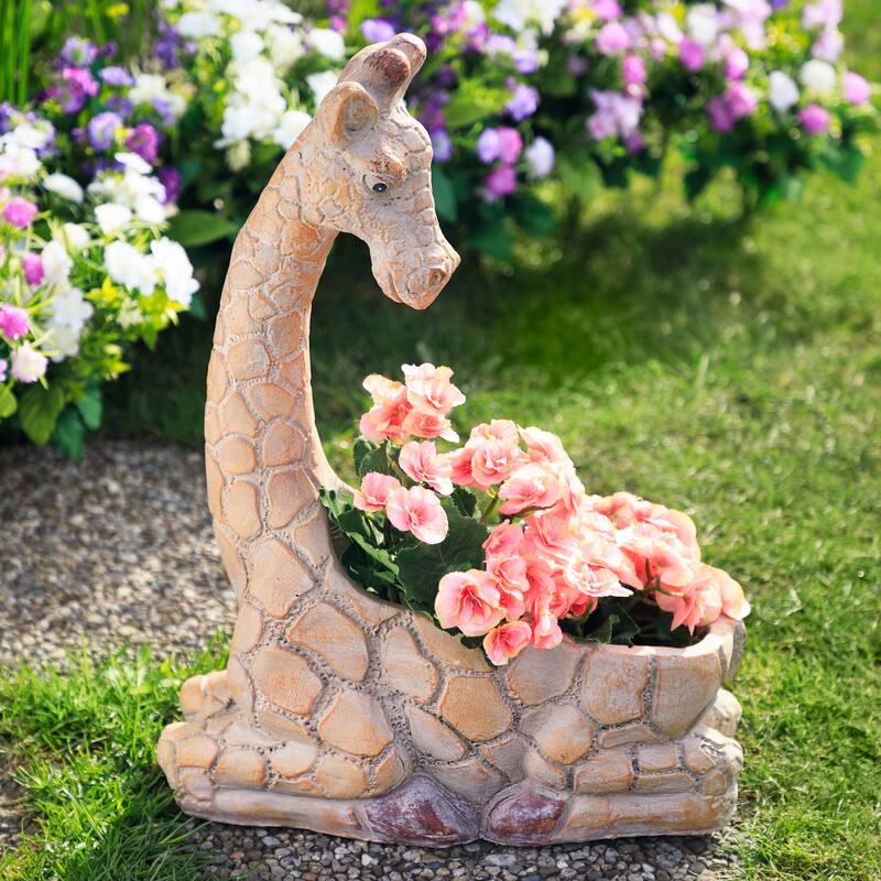 Giraffe Outdoor Ceramic Garden Planter - 17"