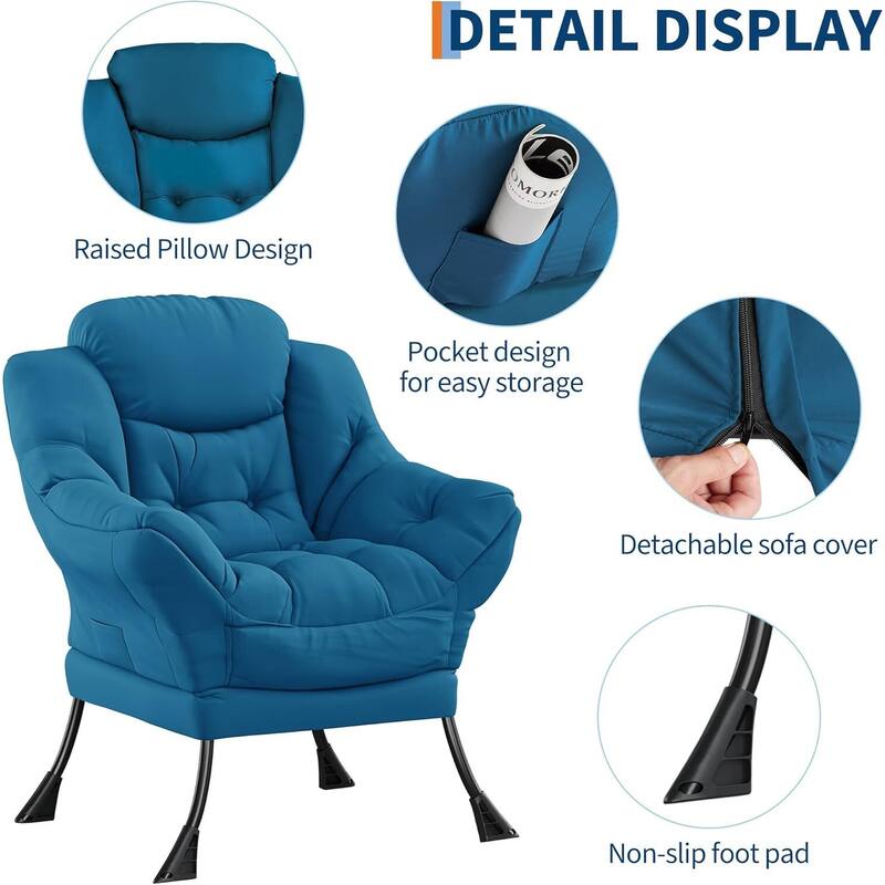 Lazy Chair and Ottoman, with Side Pocket and Arm