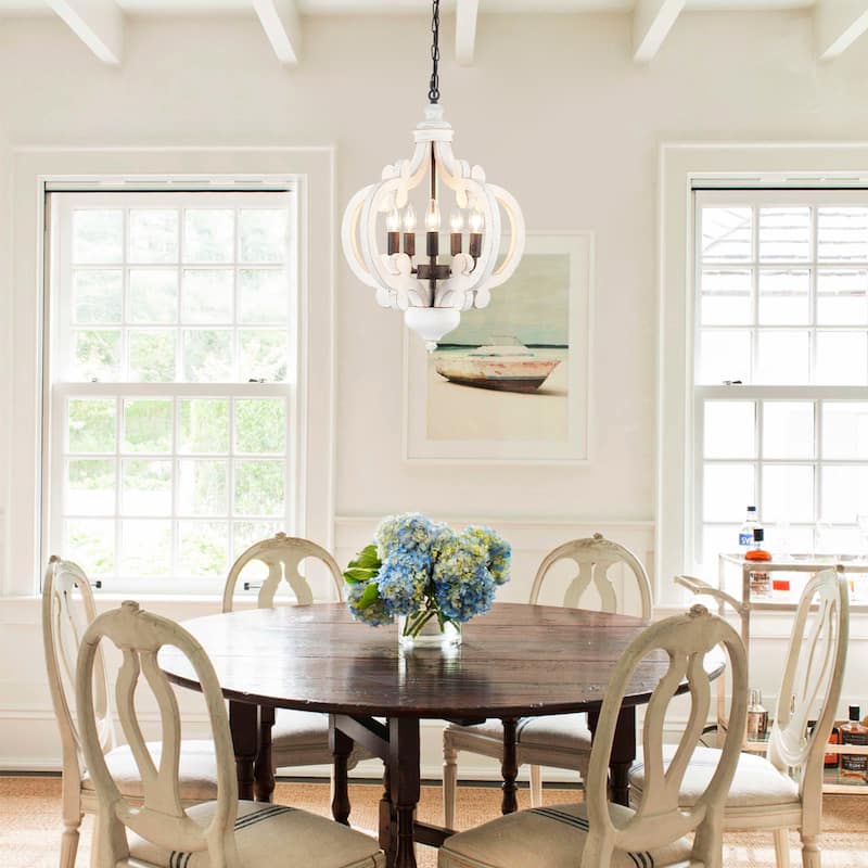 5-Light W17.71" x H78.74" Rustic Lantern Chandeliers for Dining Room
