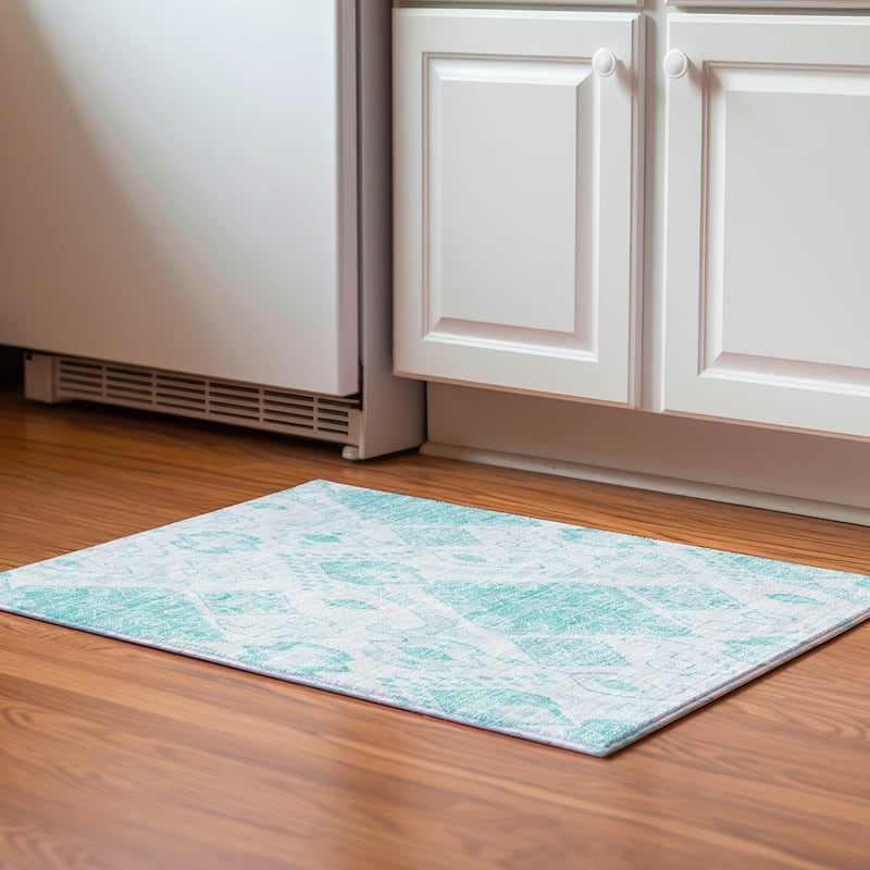 Premium Washable Super Soft Muted Moroccan Boho Mayfield Rug - Teal - 1' 8" x 2' 6" - Rectangle