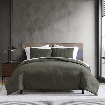 Kenneth Cole Houndstooth Green Reversible Duvet Cover Set