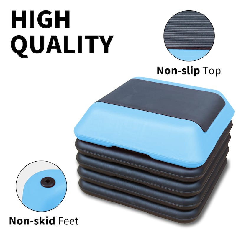 Height-Adjustable Step Aerobics Platform Fitness Equipment Stepper Trainer Exercise Step Platform with 4 Riser