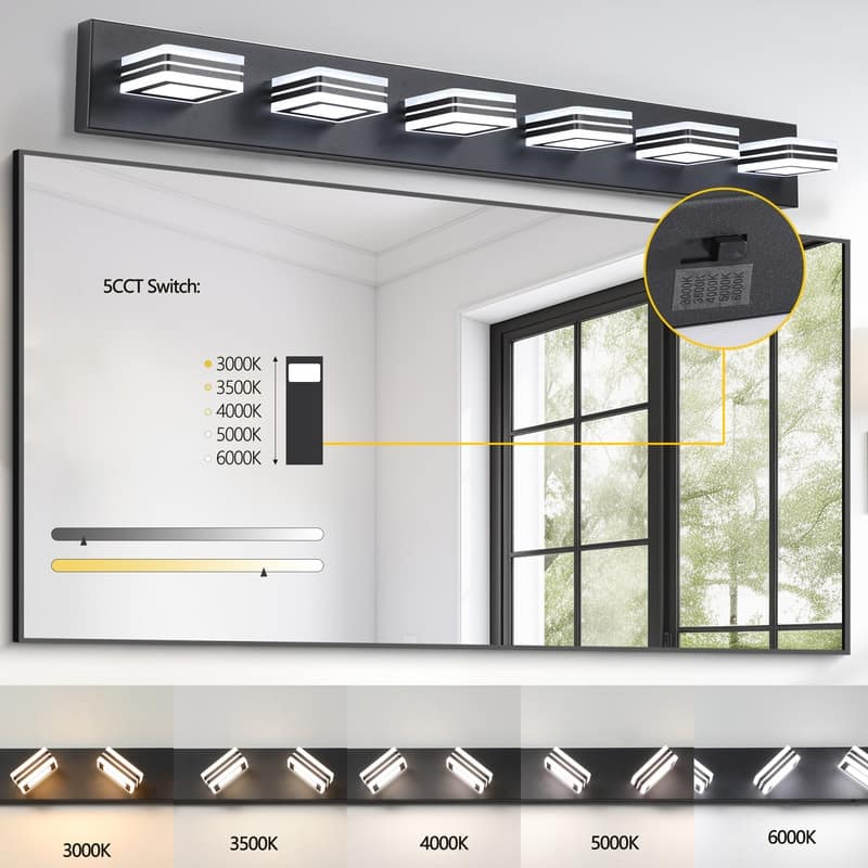 Contemporary LED Vanity Fixture – Dimmable Iron & Acrylic Bathroom Wall Light for Mirror Illumination‌