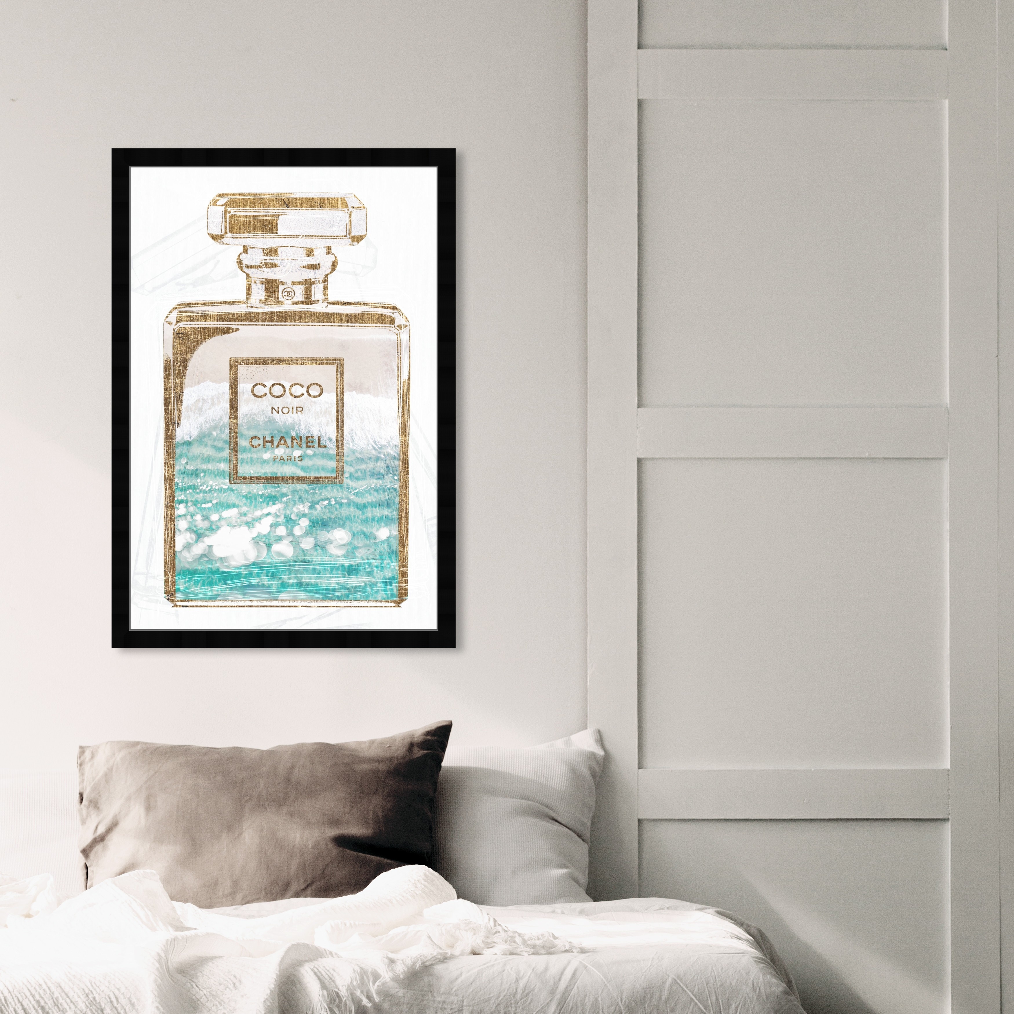 Oliver Gal 'Coco Water Love' Fashion and Glam Framed Wall Art Prints  Perfumes - Blue, Gold - On Sale - Bed Bath & Beyond - 31287673