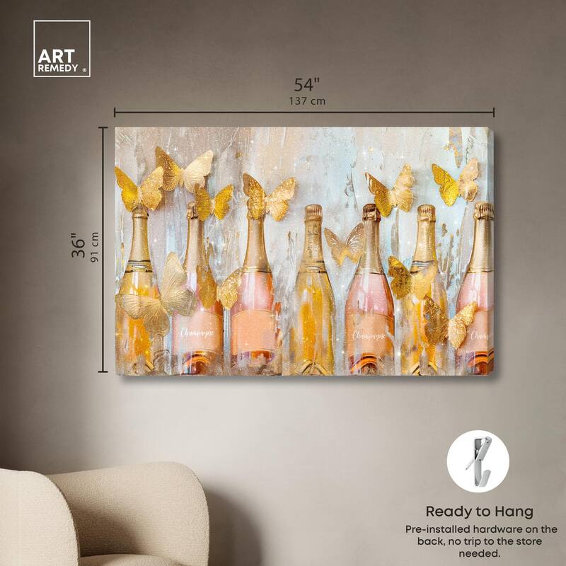 Golden Bright Campagne Line Canvas by Art Remedy, Gallery Wrapped