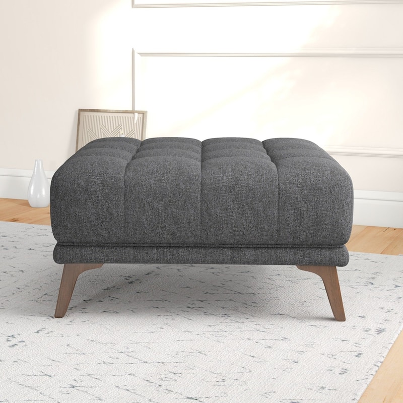 GDFStudio - Addison Modern 37" Square Tufted Linen Upholstered Ottoman
