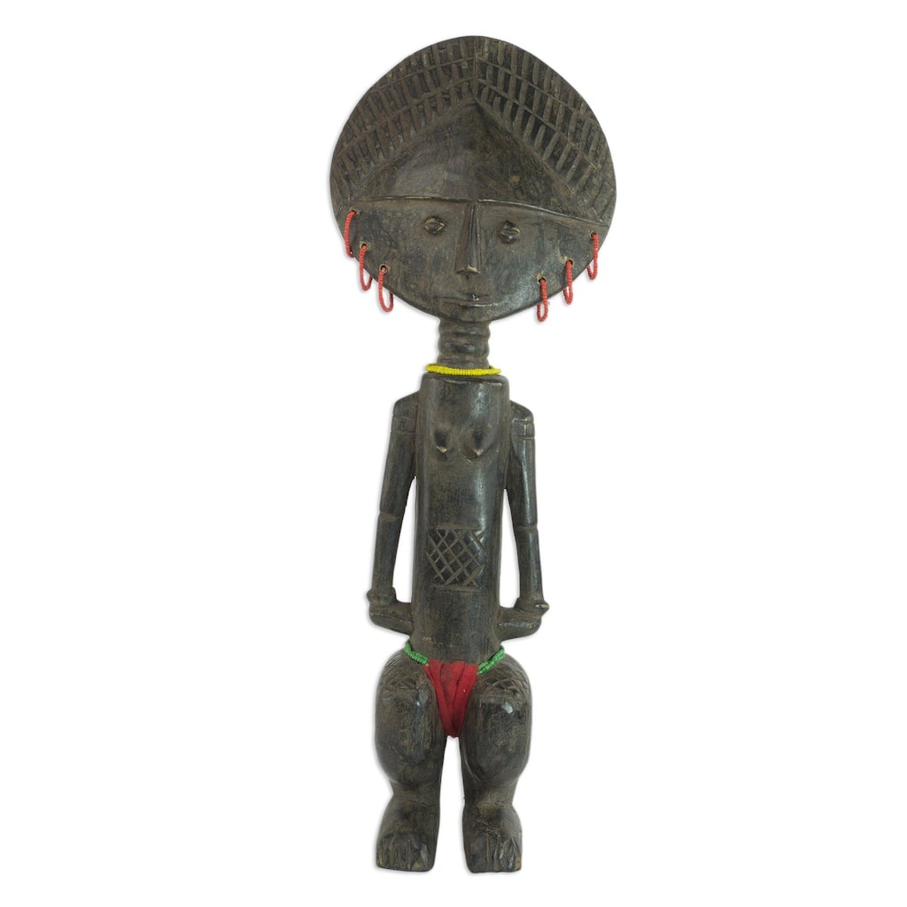 Handmade Dipo Ritual Wood fertility doll (Ghana) - 48 x 18 x 10