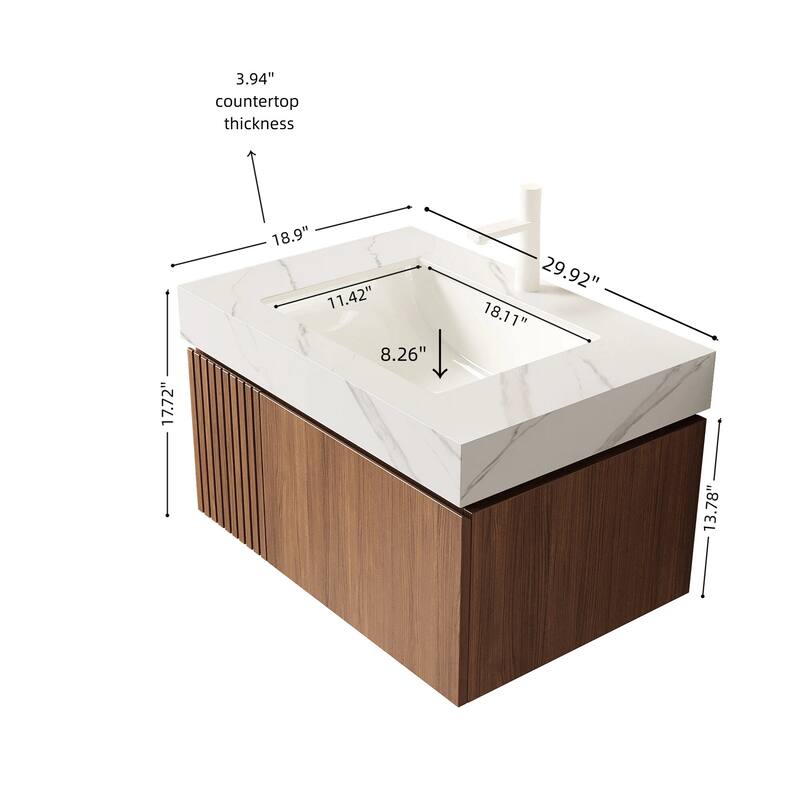 Floating Storage Bathroom Vanity with 1 Pre-drilled Faucet Hole