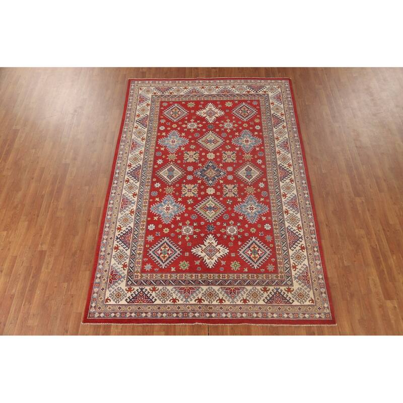 Traditional Red Kazak Area Rug Handmade Wool Carpet - 6'6"x 9'8"