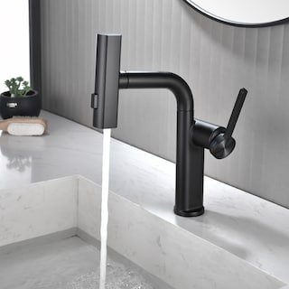 Modern 180 Degree Swivel Single Handle Bathroom Faucet with Pull Down Sprayer 3-Function Mode