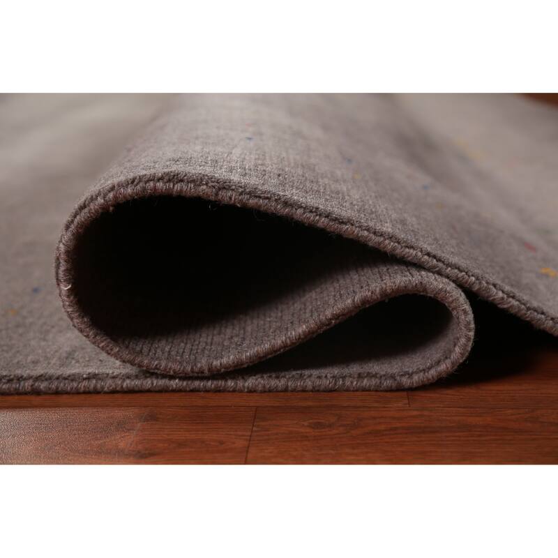 Tribal Gabbeh Indian Area Rug Handmade Grey Wool Carpet - 7'11" x 9'11"