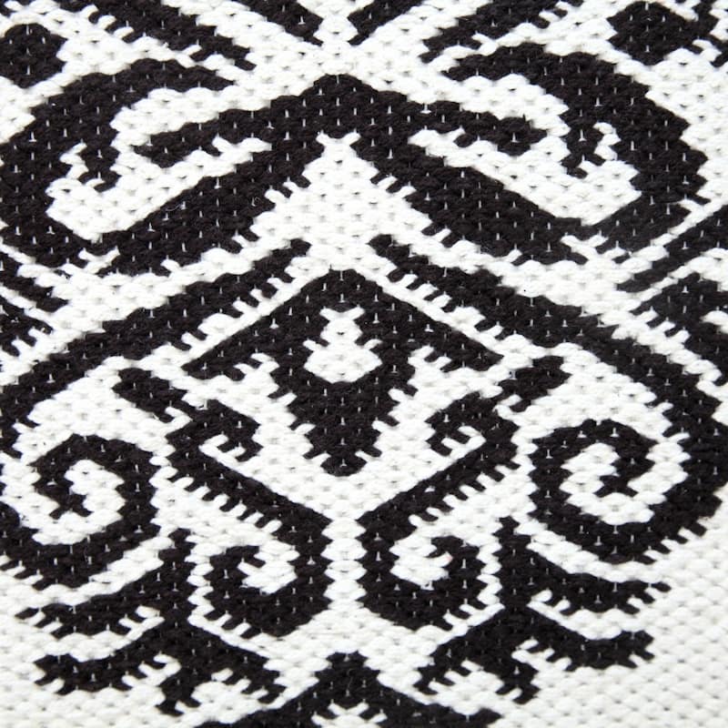 HomeRoots 20" X 20" White And Black 100% Cotton Damask Zippered Pillow