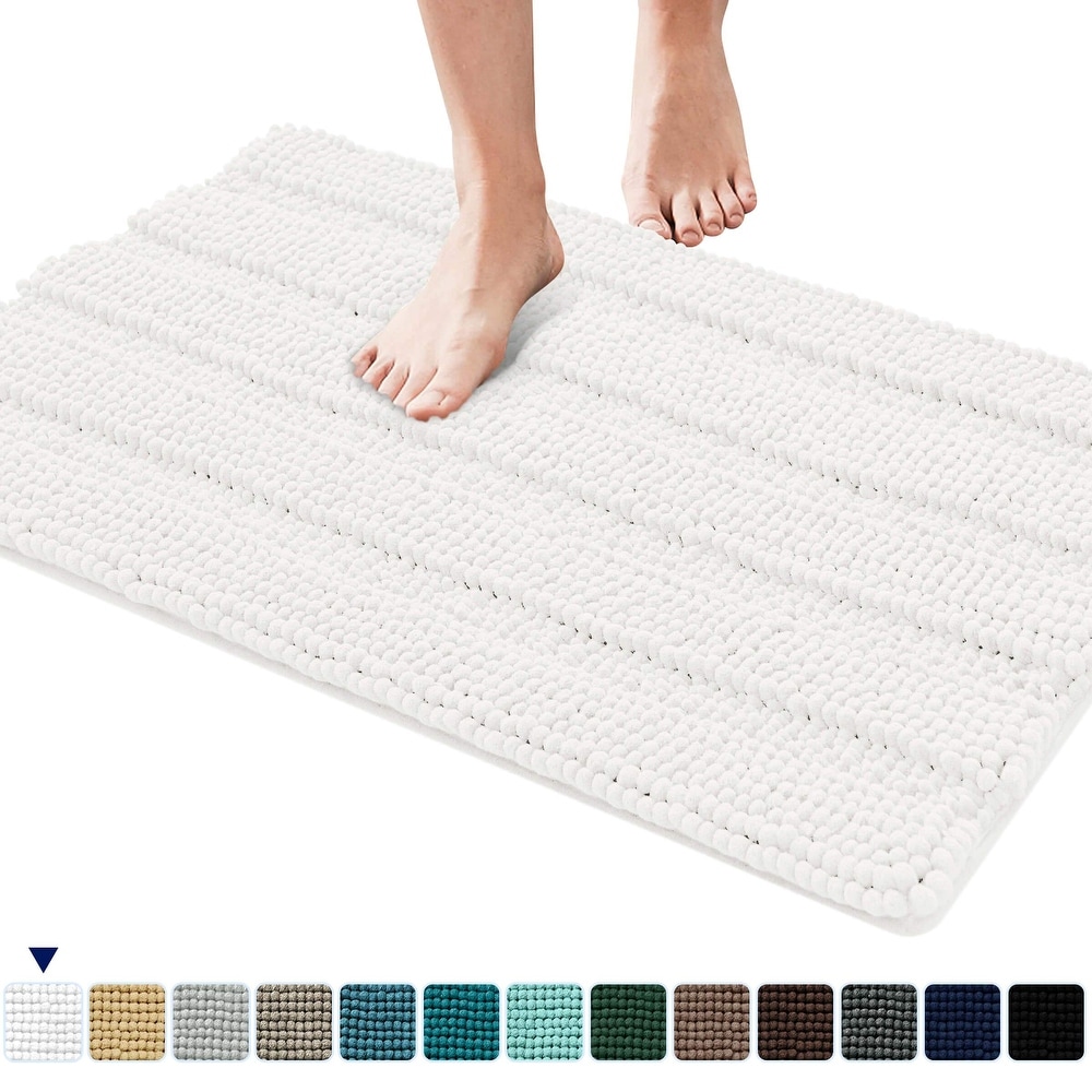 Amrapur Overseas Chenille noodle bath mat 21-in x 34-in Taupe Polyester Bath  Mat in the Bathroom Rugs & Mats department at