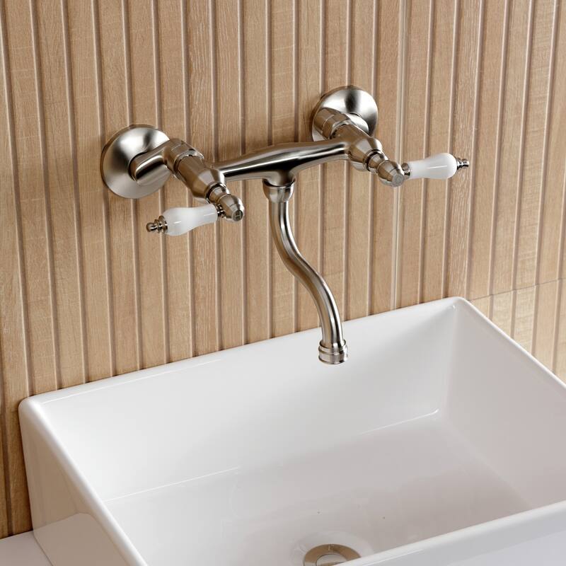 Kingston Brass Kingston Two-Handle 2-Hole Wall Mount Bathroom Faucet