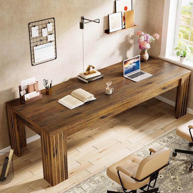 78.7-Inch Extra Long Computer Desk for 2 Person - Dark Brown