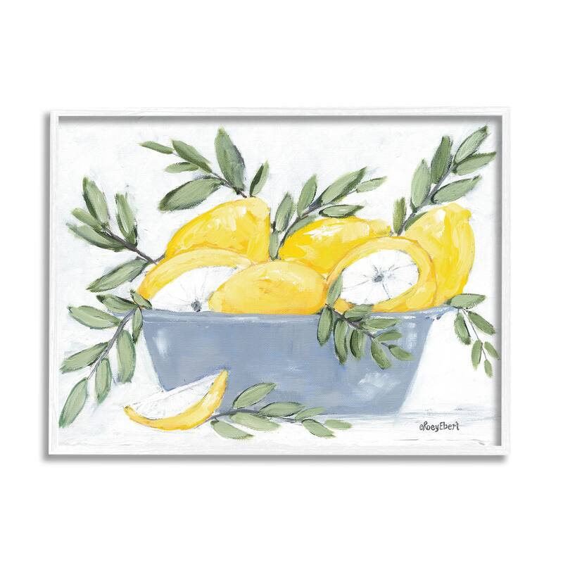 Stupell Yellow Country Lemons Painterly Green Leaves Framed Wall Art