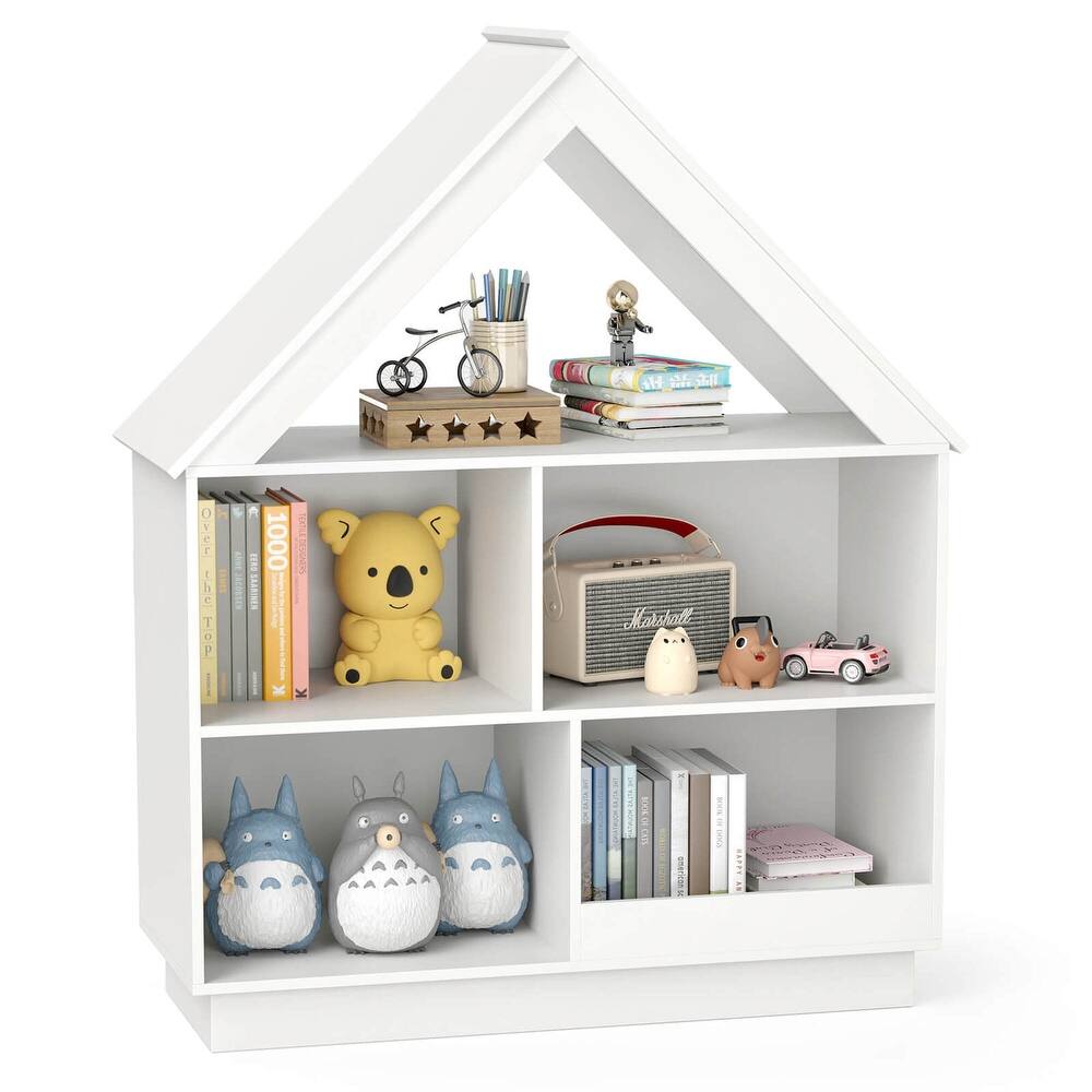 Costway Wooden Kids Dollhouse Bookshelf with Open Shelves - See Details