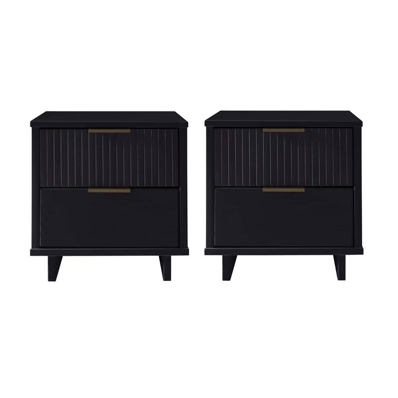 Manhattan Comfort Granville Mid Century Solid Wood 2 Drawer Nightstand Set of 2