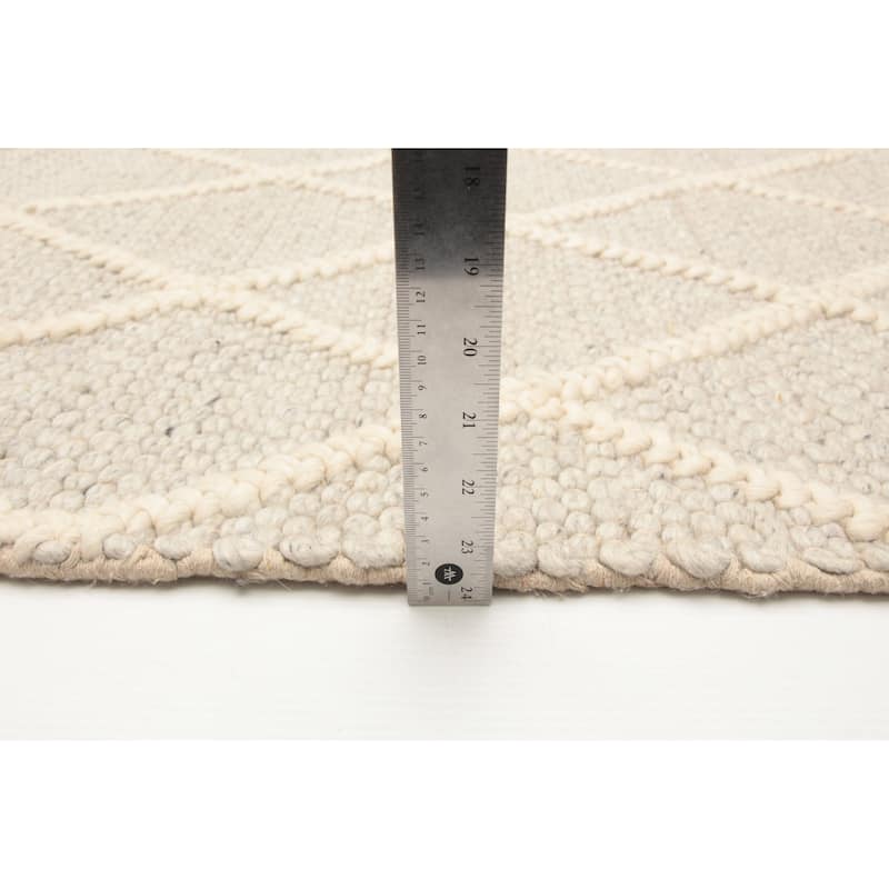 ECARPETGALLERY Braid weave Sienna Grey Wool Rug - 4'11 x 7'10