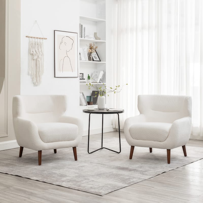 XINMICS Tufted Accent Chair, Wingback Upholstered Armchair for Living Room, Bedroom, Set of 1