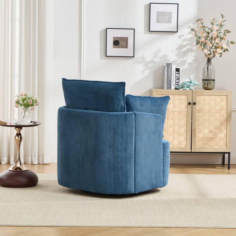 GDFStudio - Thaddeus Swivel Chair in Solid Wood Frame with 360° Metal Base.