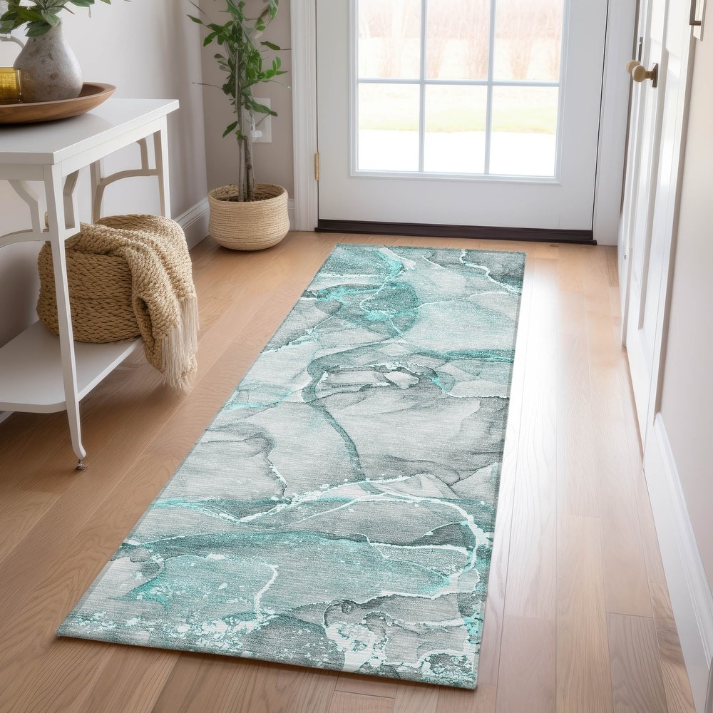 Machine Washable Indoor/ Outdoor Abstract Chantille Rug
