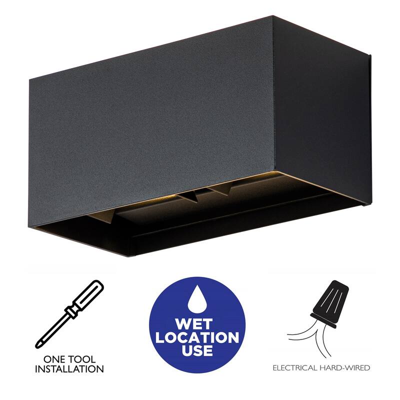 C Cattleya Matte Black Aluminum Rectangular LED Outdoor Wall Sconce