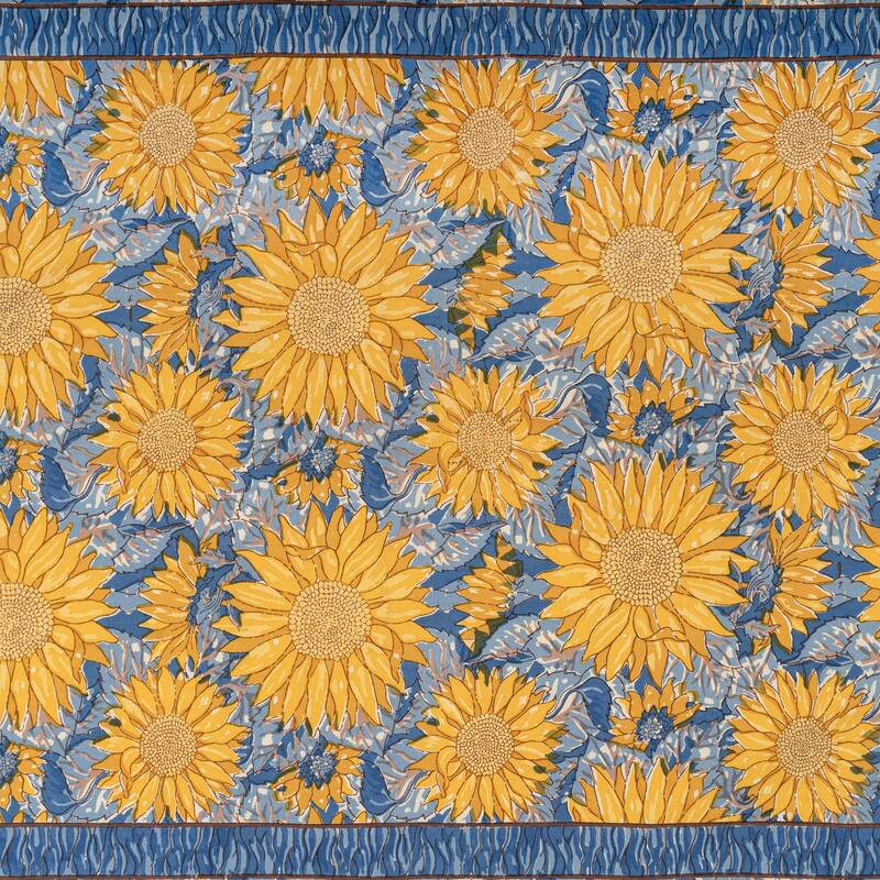 Couleur Nature Sunflower Tablecloth - Yellow/Blue