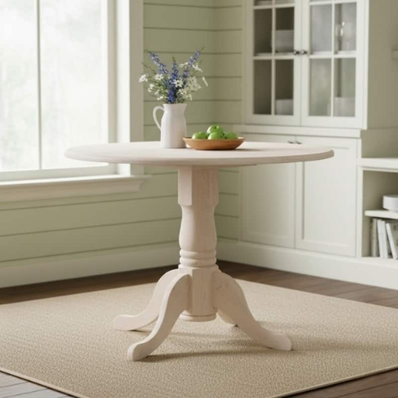International Concepts 36-in Round Dual Drop Leaf Solid Wood Table - Unfinished