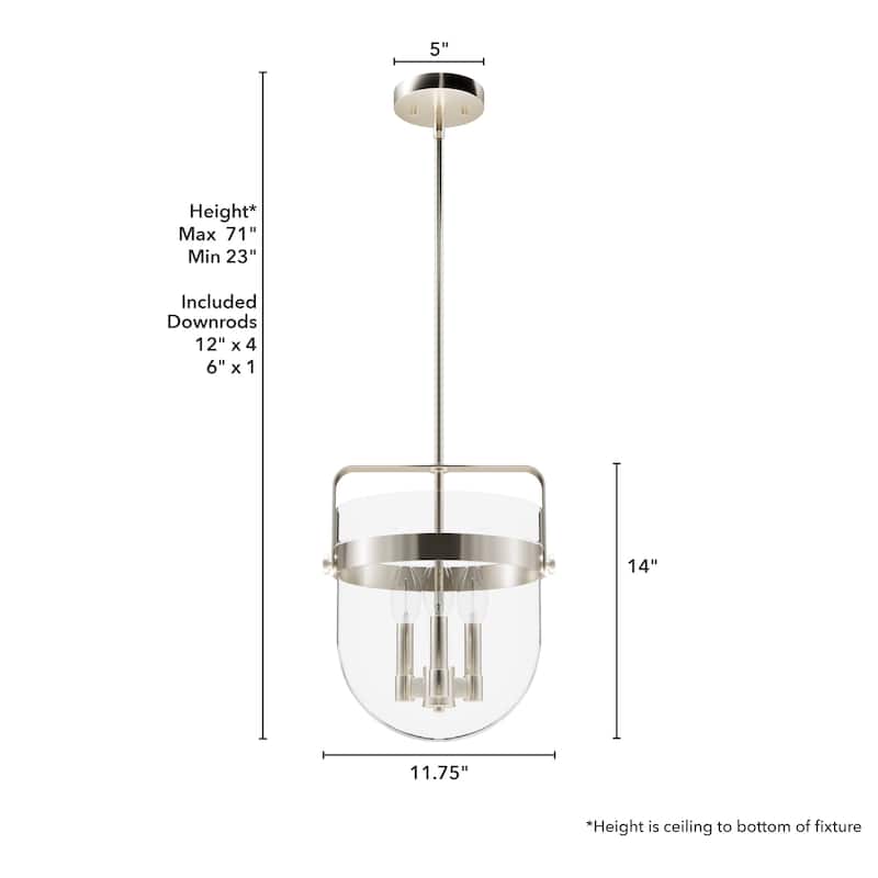 Hunter Karloff Clear Glass Bell-Shaped Pendant - Kitchen Island, Dining Room, Entry - Modern Farmhouse, Rustic, Industrial